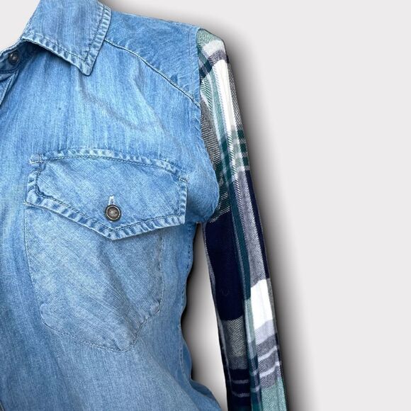 Rails | EUC Women's Jackson Contrast Sleeve Button Down Shirt Size Small - Picture 4 of 10